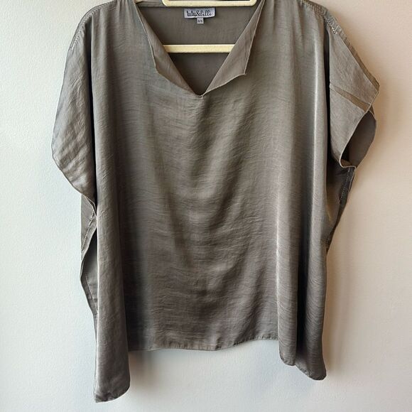 tutu & lili blouse tunic grey brown one size short sleeve polyester - Picture 7 of 7